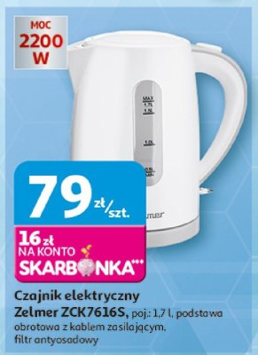 Czajnik elektryczny Zelmer ZCK7616S promocja w Auchan