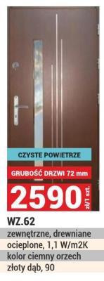 Drzwi WZ.62 zewnętrzne, drewniane promocja w Merkury Market