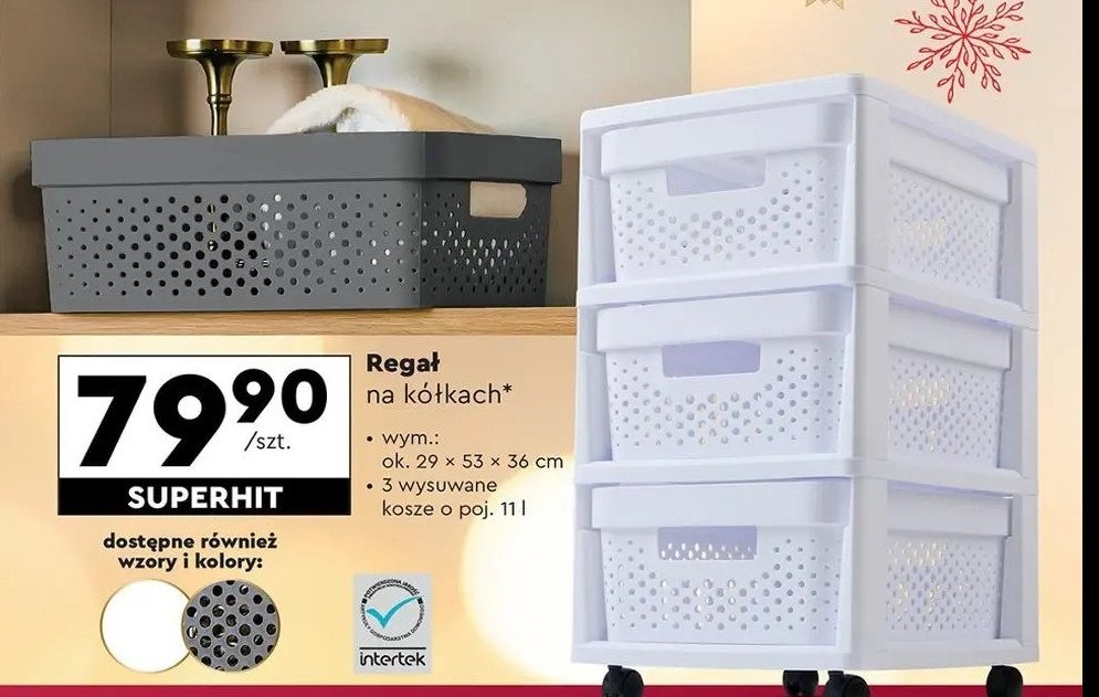 Regał na kółkach 29 x 53 x 36 cm 11 l Smukee promocja w Biedronka