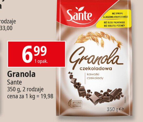 Granola czekoladowa Sante granola promocja w Leclerc