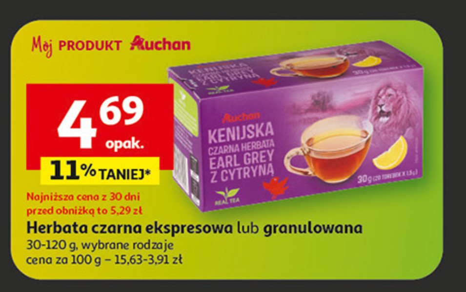 Herbata z cytryną Auchan różnorodne (logo czerwone) promocja