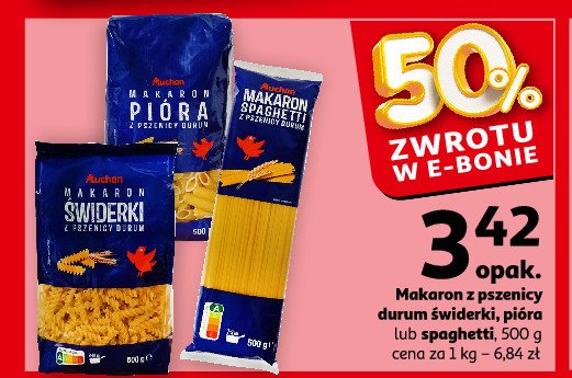 Makaron spaghetti durum Auchan różnorodne (logo czerwone) promocja