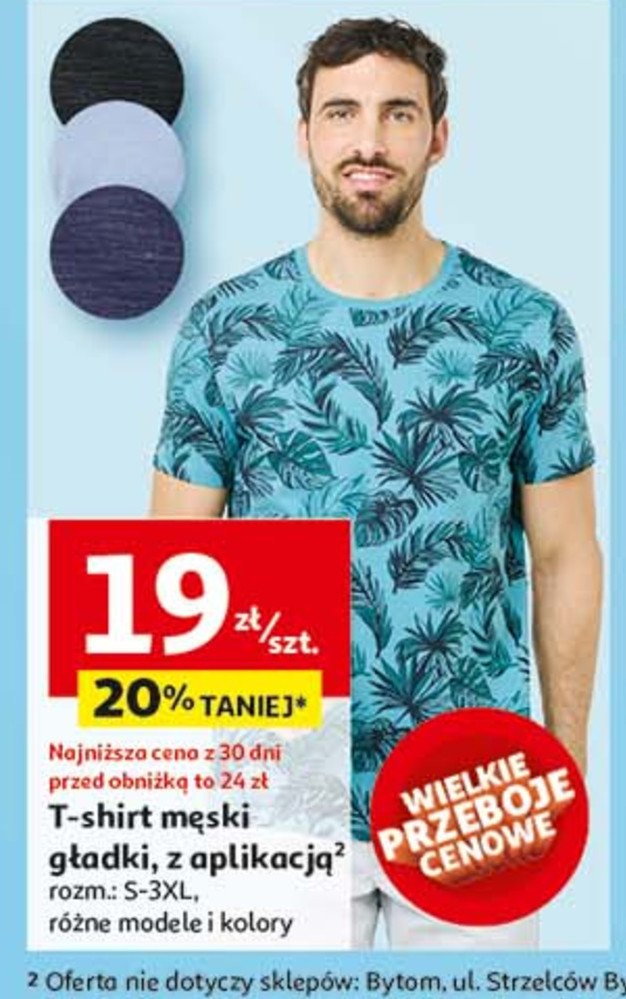 T-shirt męski z aplikacją s-3xl promocja w Auchan