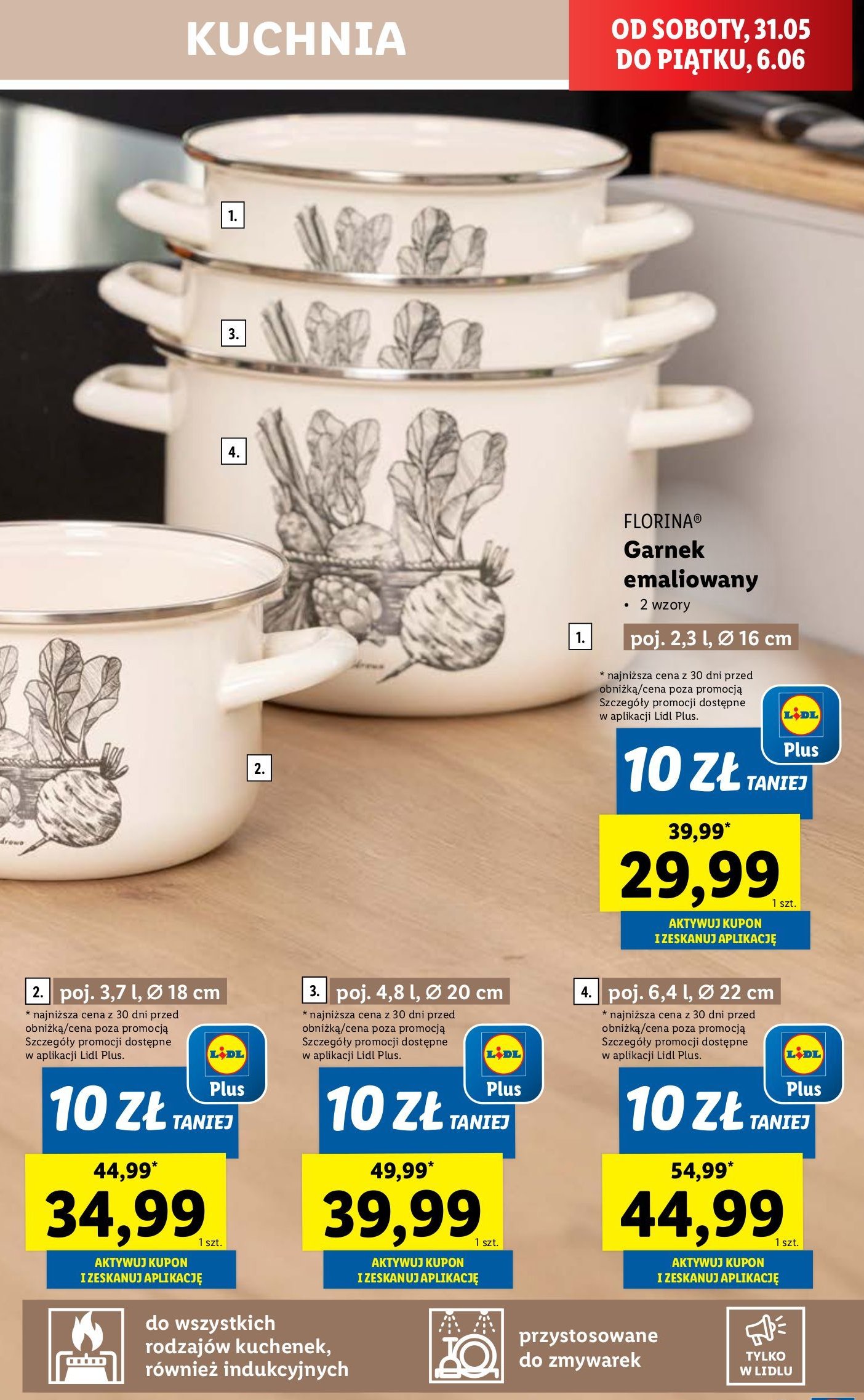 Garnek emaliowany 20 l Florina (florentyna) promocja w Lidl