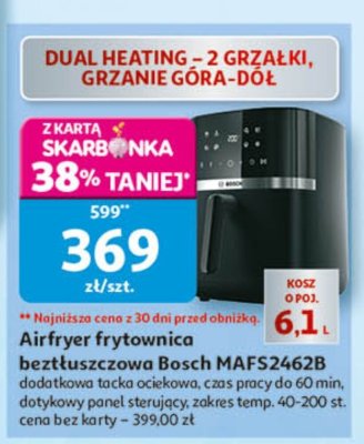 Frytkownica Airfryer beztłuszczowa Bosch MAFS2462B promocja w Auchan