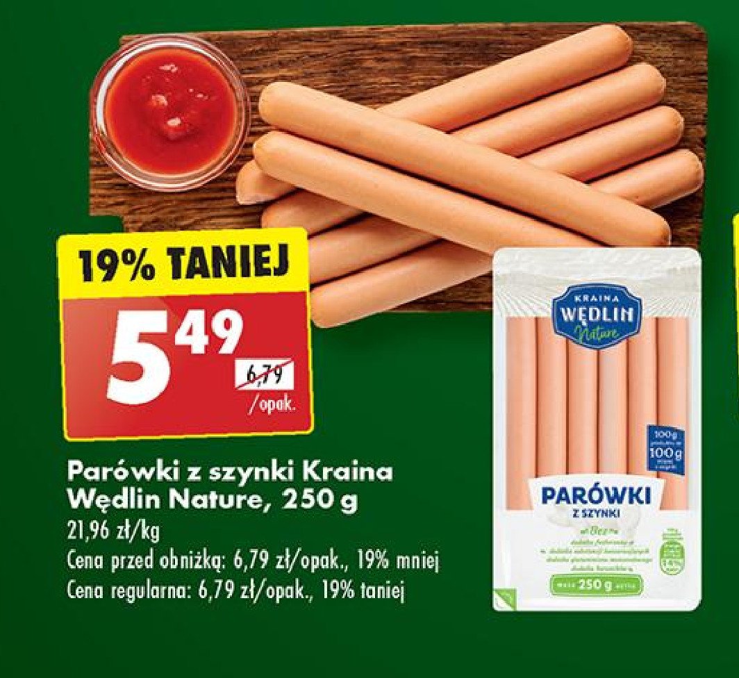 Parówki z szynki Kraina wędlin nature promocja w Biedronka