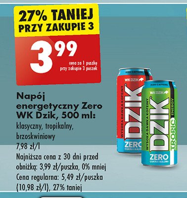 Napoj energetyczny peach WK DZIK promocja