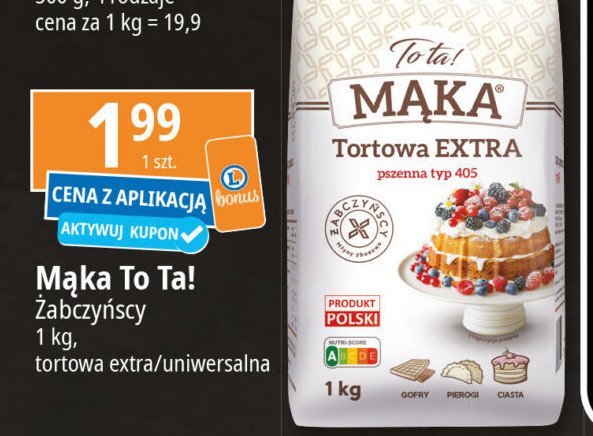 Mąka tortowa typ 405 TO TA! promocja w Leclerc