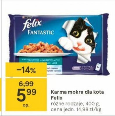 Karma dla kota 2 x łosoś + 2 x pstrąg Purina felix fantastic promocja