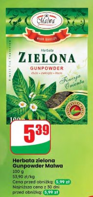 Herbata zielona Gunpowder Malwa promocja w Dino