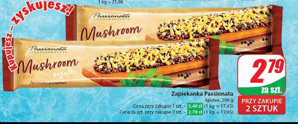 Zapiekanka z szynką i pieczarkami PASSIONATAA BAGUETTE promocja