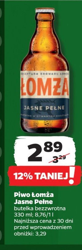 Piwo Łomża jasne pełne promocja w Netto