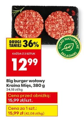 Big burger wołowy Kraina Mięs, 380 g promocja w Biedronka
