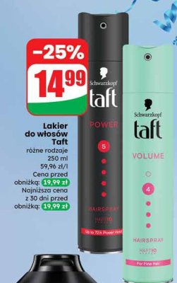 Lakier do włosów Taft różne rodzaje 250 ml promocja w Dino