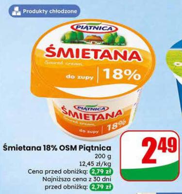 Śmietana 18% OSM Piątnica promocja w Dino