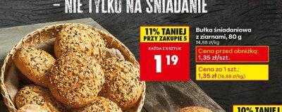 Bułka śniadaniowa z ziarnami, 80 g promocja w Biedronka