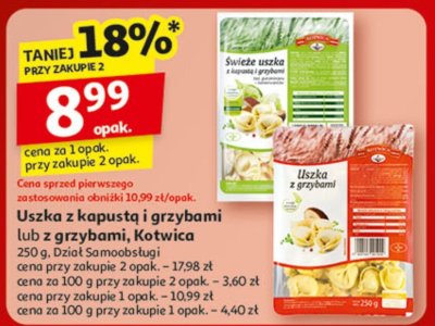 Uszka z kapustą i grzybami lub z grzybami leśnymi kotwica promocja w Auchan