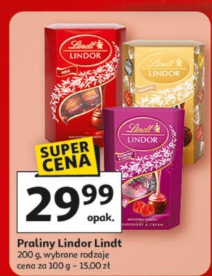 Praliny Lindor Lindt, 200 g, wybrane rodzaje promocja w Auchan
