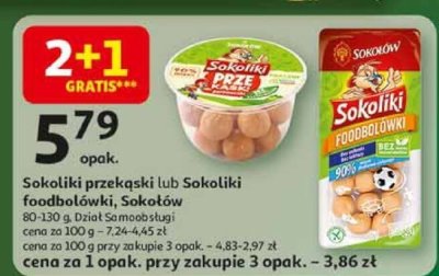Sokoliki przekąski lub Sokoliki foodbolówki Sokołów promocja w Auchan