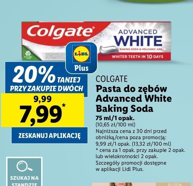 Pasta do zębów baking soda Colgate advanced white promocja