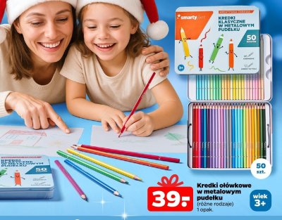 Kredki ołówkowe w metalowym pudełku 50 szt. różne rodzaje promocja w Netto