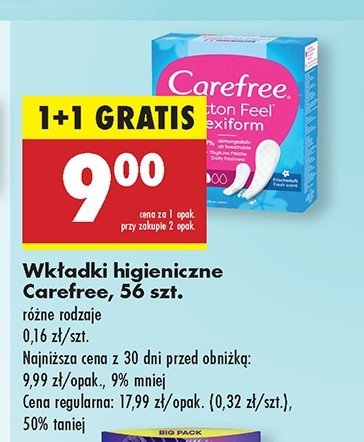 Wkładki cotton flexiform Carefree promocja w Biedronka