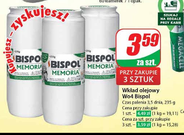 Wkład do zniczy memoria 3.5 d Bispol promocja