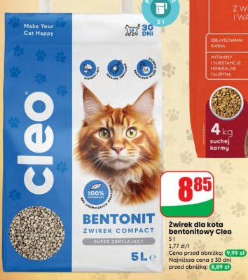 Żwirek dla kota bentonitowy Cleo promocja w Dino
