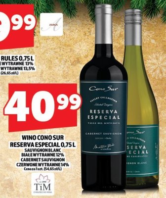 Wino Cono Sur Reserva Especial 0,75l Sauvignon Blanc białe wytrawne 13,5% / Cabernet Sauvignon czerwone wytrawne 14% promocja w TOPAZ