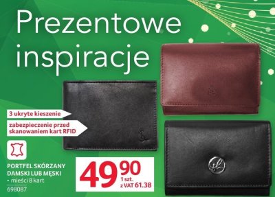 Portfel skórzany damski lub męski promocja w Selgros
