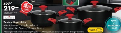 Zestaw 3 garnków aluminiowych z pokrywkami Carmina: 16, 18, 24 cm promocja w Biedronka