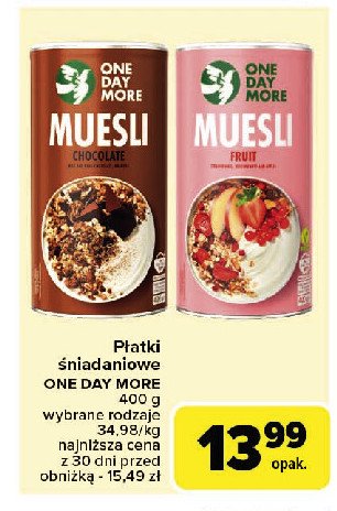 Musli czekoladowe One day more promocja w Carrefour Market