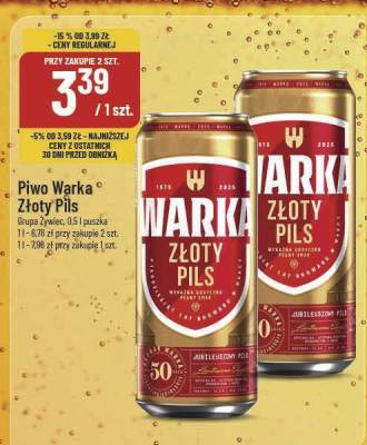 Piwo Warka Złoty Pils promocja w POLOmarket