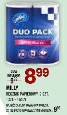 Recznik papierowy Milly Duo Pack, 2 szt. promocja w Drogerie Natura