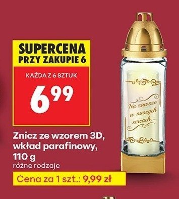 Znicz ze wzorem 3D wkład parafinowy promocja w Biedronka