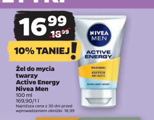 呕el do mycia twarzy Nivea men active energy promocja
