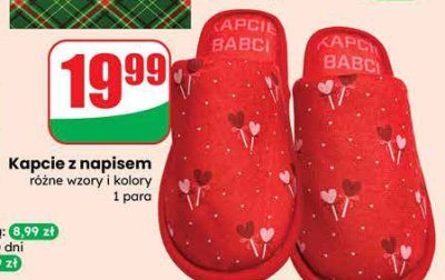 Kapcie z napisem różne wzory i kolory promocja w Dino