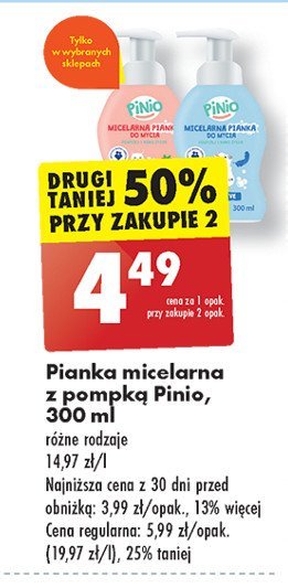 Micelarna pianka do mycia sensitive Pinio promocja