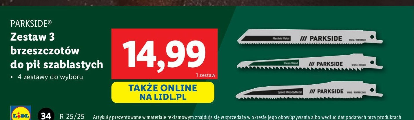 Brzeszczoty do piły szablastej Parkside promocja