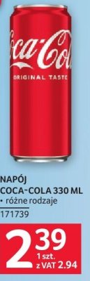 Napój Coca-Cola 330 ml różne rodzaje promocja w Selgros