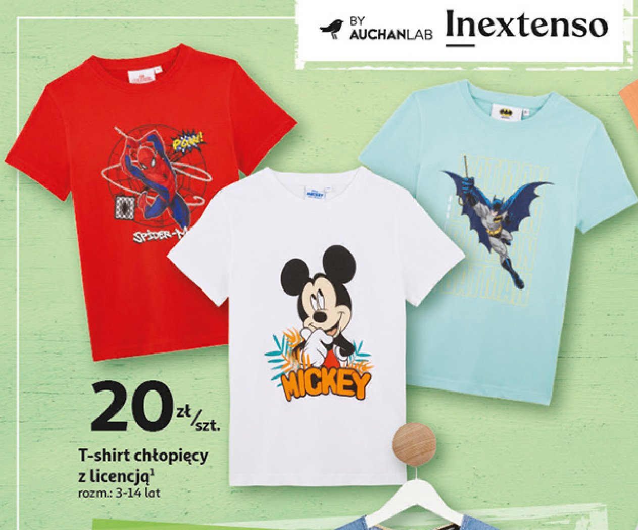 T-shirt chłopięcy myszka miki 3-14 lat Auchan inextenso promocja