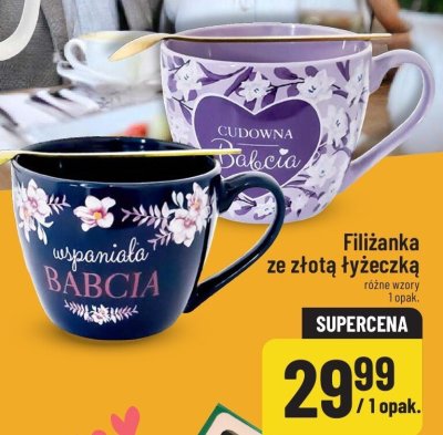 Filiżanka ze złotą łyżeczką różne wzory promocja w POLOmarket