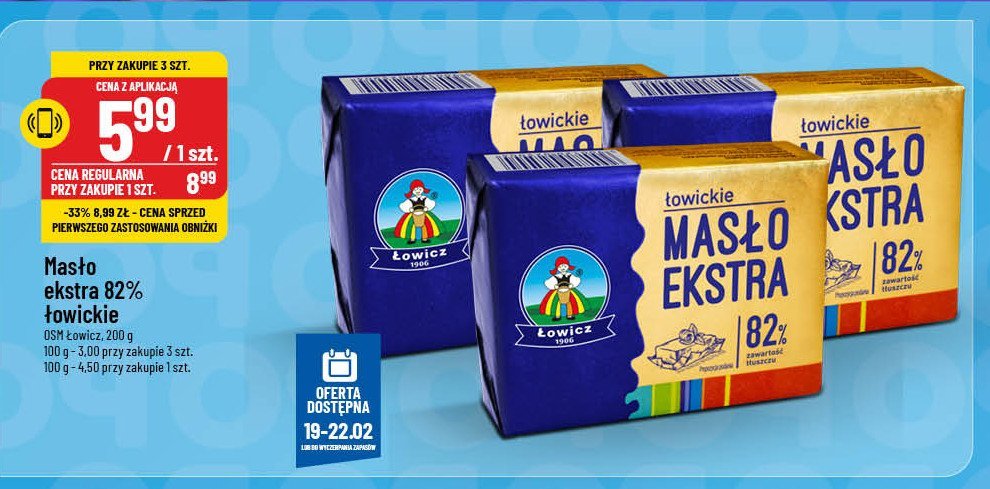 Masło ekstra Łowickie promocja w POLOmarket