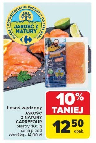 Łosoś wędzony plastry Jakość z natury carrefour promocja w Carrefour