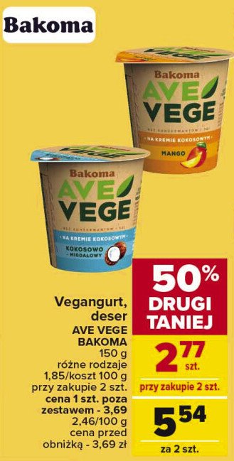 Jogurt na kremie kokosowym mango Bakoma ave vege promocja