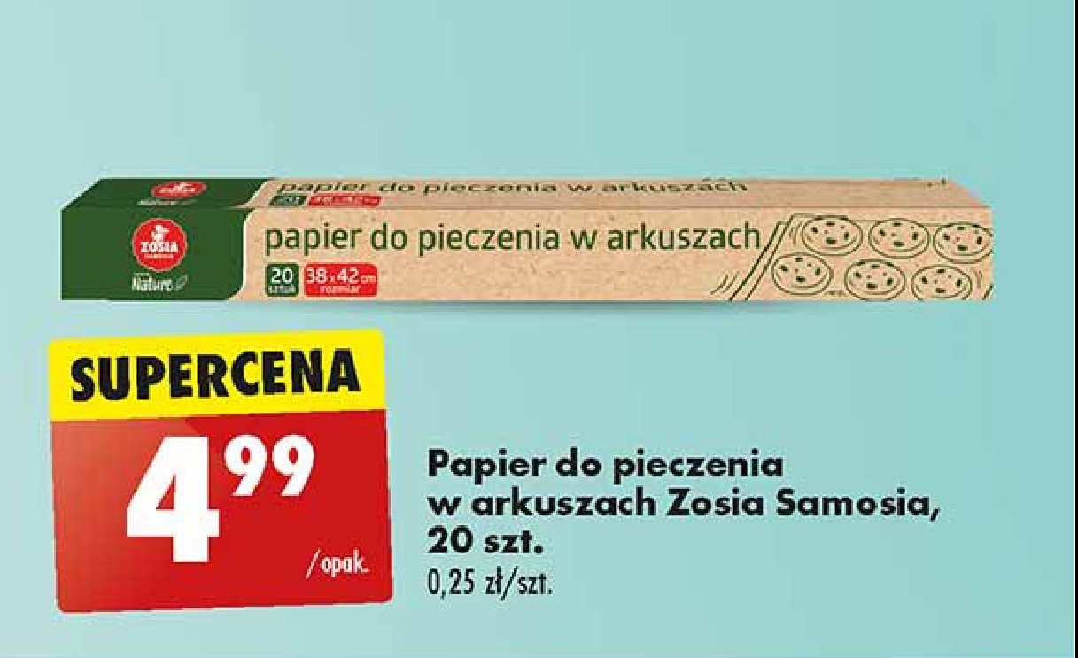 Papier do pieczenia w arkuszach Zosia samosia promocja