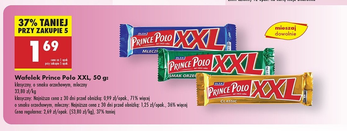Wafelek classic Prince polo xxl promocja w Biedronka