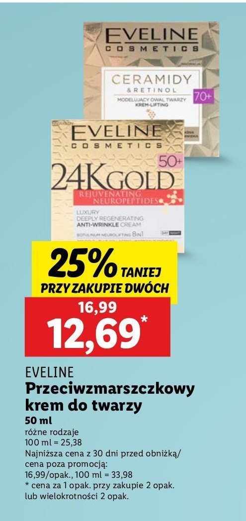 Krem do twaryz 70+ Eveline ceramidy&retinol promocja