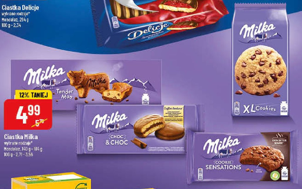 Ciastka z czekoladą soft Milka cookies sensations promocje