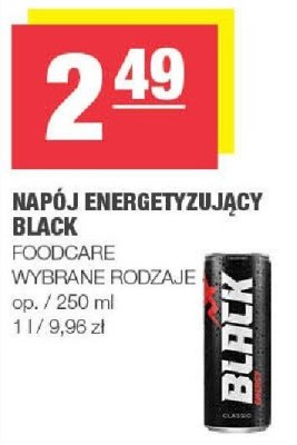 Napój energetyzujący Black Foodcare wybrane rodzaje promocja w SPAR